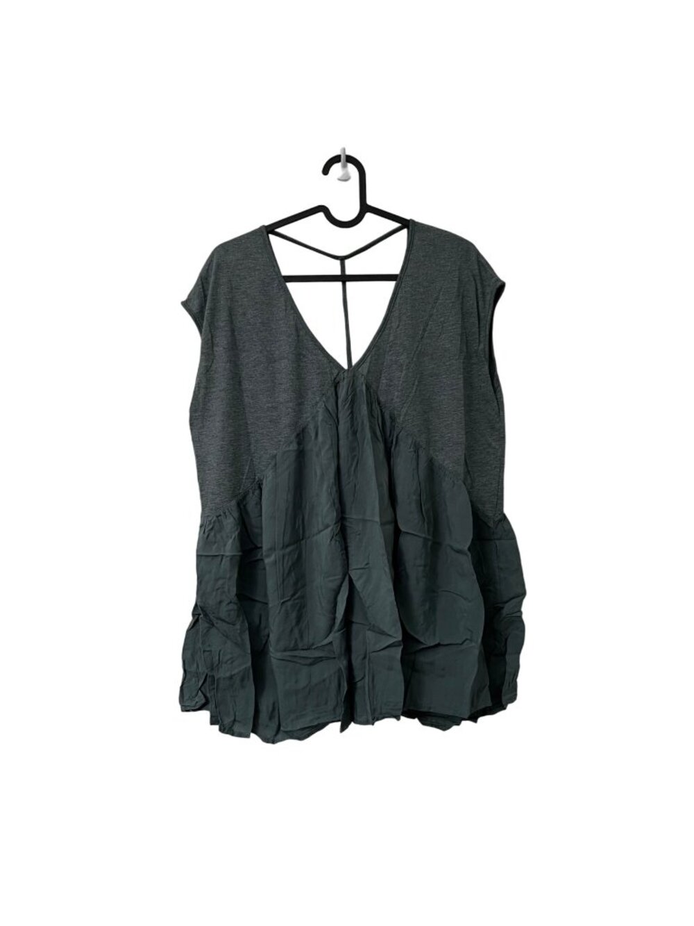 Meadow Rue Green Woven T Strap Back Flowy Vneck Blouse Womens Size S